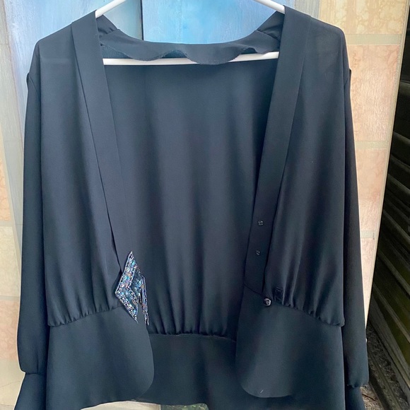 Vintage black cardigan sequin silk camisole top - Picture 4 of 7